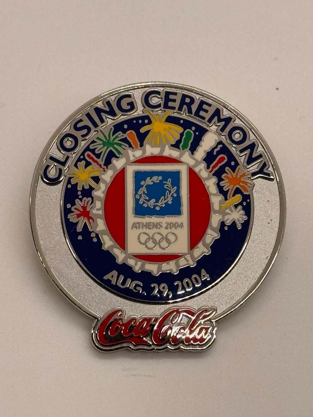 Coca-Cola Athens 2004 Olympic Games Closing Ceremony August 29 Commemorative Pin